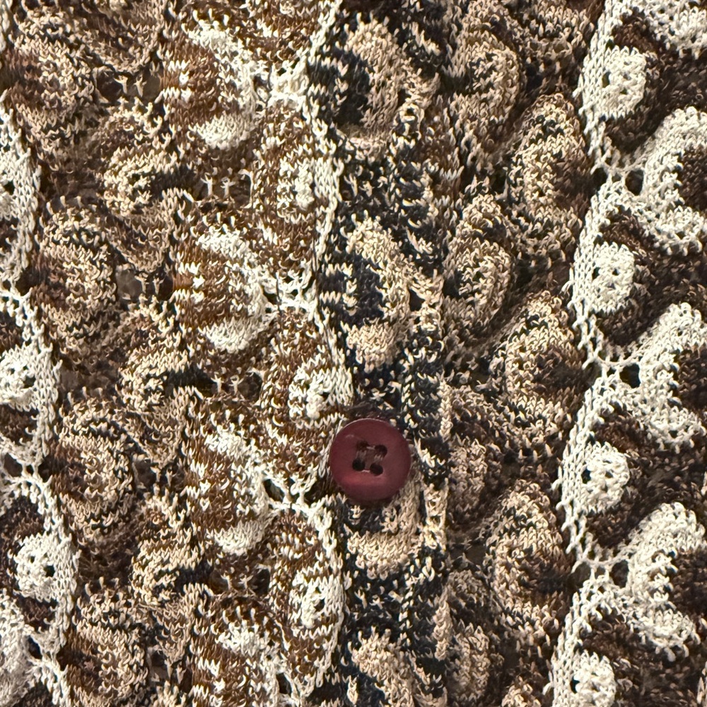 Brown Patterned Knit Button-Front Top - image 3
